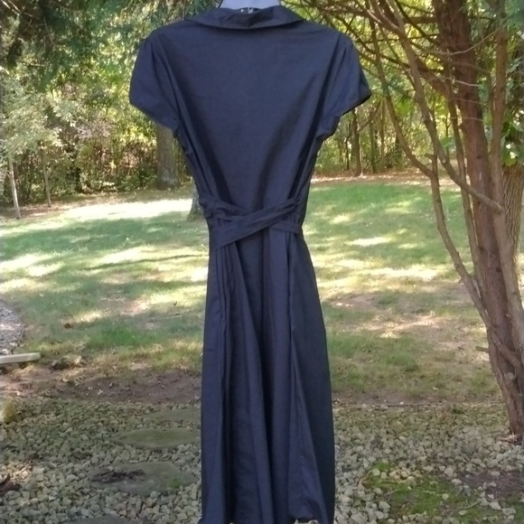 ALFANI Women's Deep Black Cap-Sleeve Wrap Knee-Length Dress, 69% cotton, SZ 10 - Picture 8 of 9